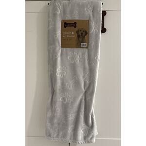 Paw Prints & Bones 50x70” Soft Plush Throw Pet Blanket by Cuddle Love Gray NEW